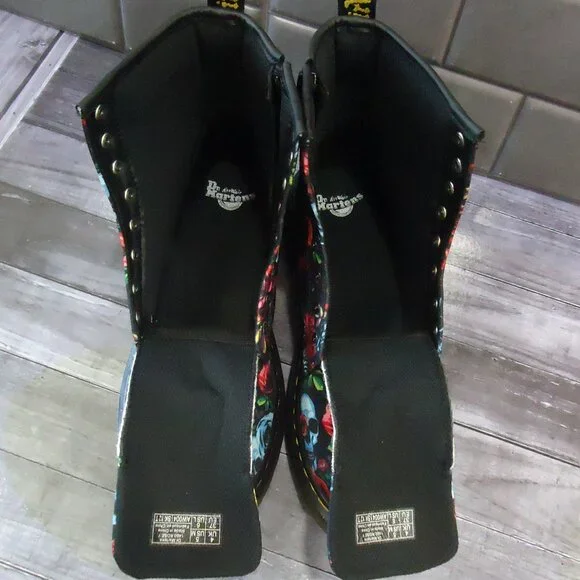 SIZE 6 L. Dr Martens Pascal Rose Fantasy Skull Lace Up Ankle Boots. - Picture 10 of 16
